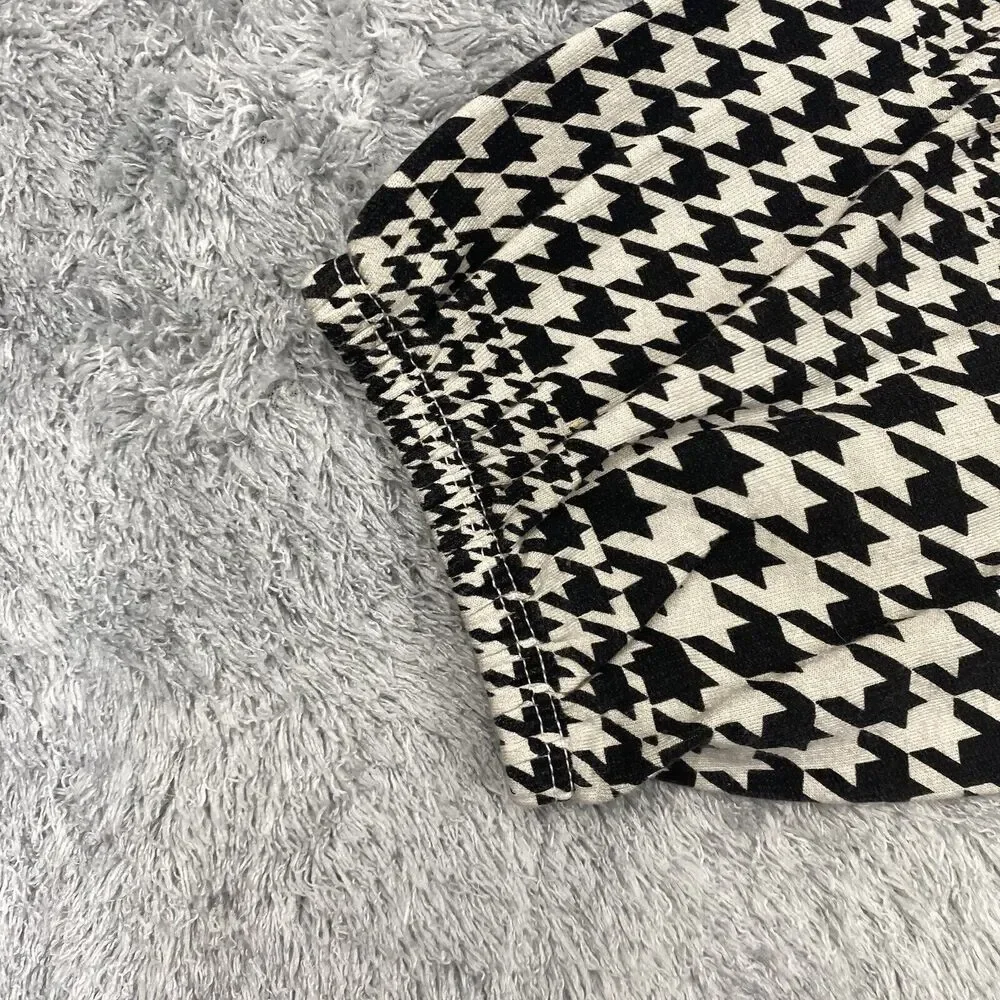 Monrow Shirt Women Small Black Houndstooth Sweatshirt Sweater Puff Sleeve USA - Picture 5 of 14